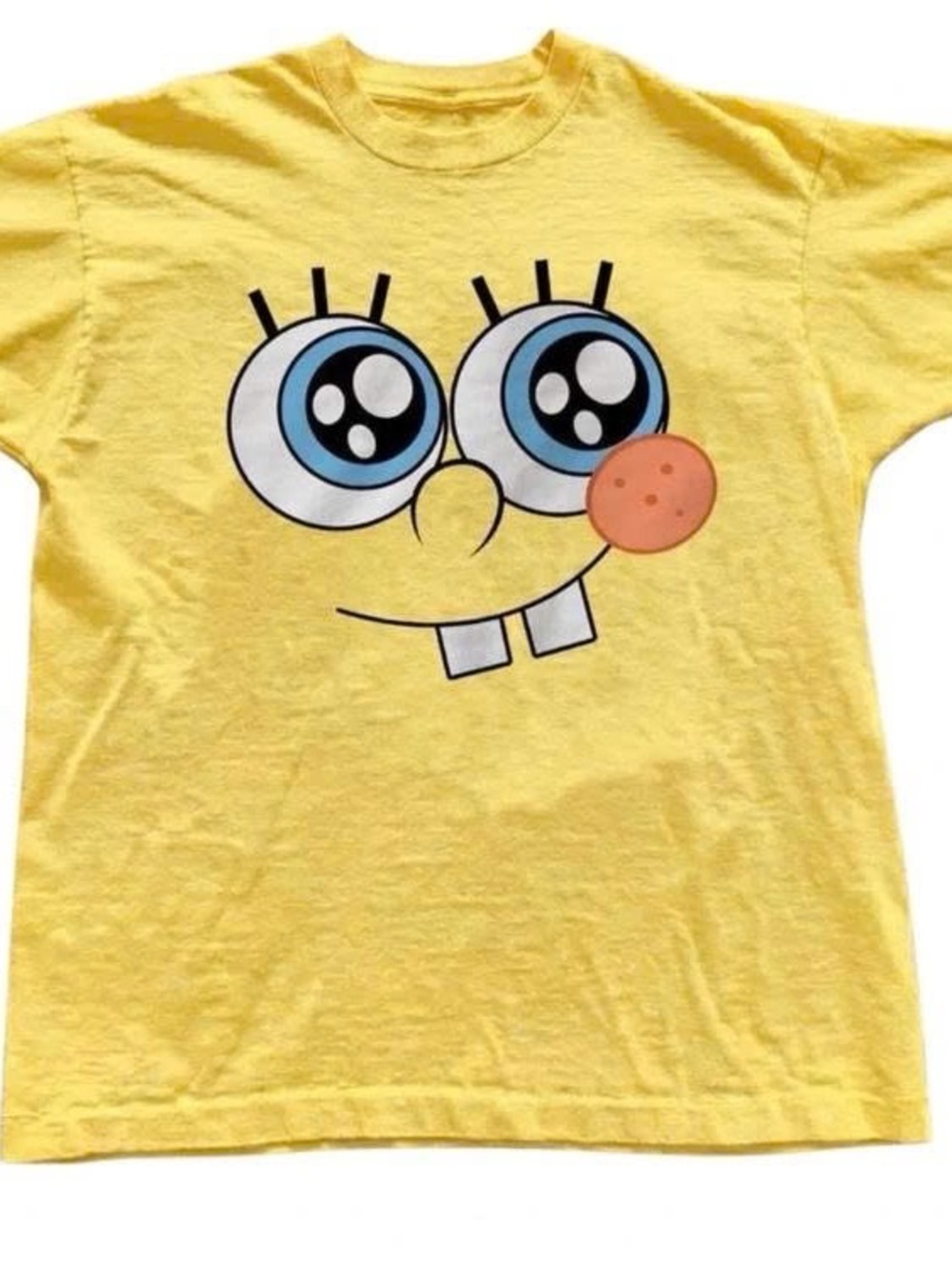 Gildan Yellow Short Sleeve Tee with Playful Cartoon Face